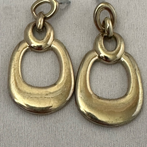 Vintage Monet gold tone post earrings with loop dangles - Picture 3 of 4